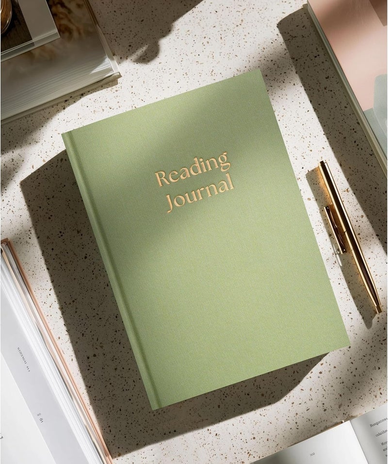 Paperell Reading Journal - 52 Reviews - Book Journal Gift for Book Lovers - Review, Log & Track Your Reading - Avid Readers Accessories - Linen Hardcover - Sage Green - Image 3